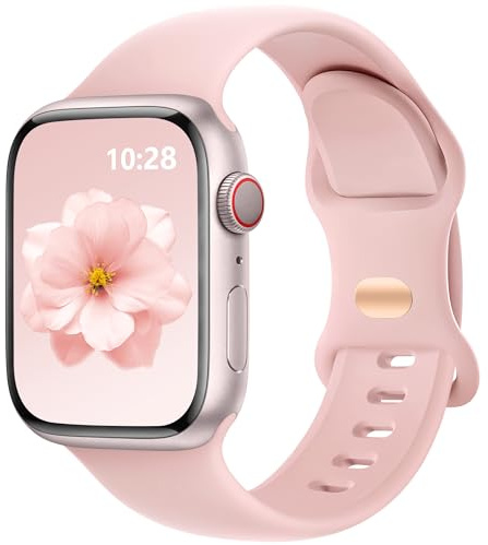 DaQin Soft Silicone Band Compatible with Apple Watch SE Strap - Breathable Sport Band Compatible with Apple Watch Straps Women Series 11 10 9 8 7 6 5 4 3/ for iWatch Straps 40mm 42mm 38mm 41mm, Pink