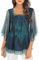 Flikity Party Tops for Women UK, Casual Square Neck Chiffon Blouses Ruffle 3/4 Sleeve Ladies Tunic Tops Going Out Top Work Clothes Double Layers Floaty Mesh Shirts L Peacock Blue