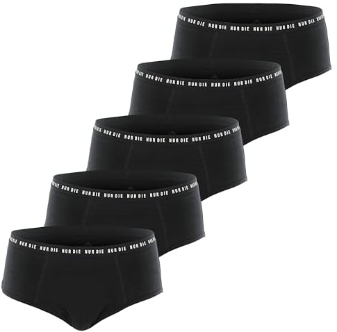 NUR DIE Periodenunterwäsche 5er Pack Alles Geregelt Panty Unterhose Extrastarke Blutung waschbar & saugfähig Menstruationsunterwäsche - Schwarz - Größe 40-42