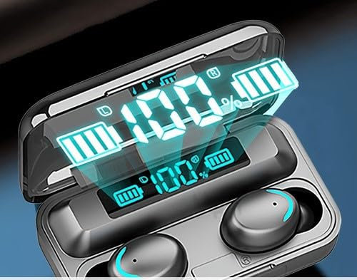 TWS F9, Auriculares Inalámbricos - Bluetooth 5.3 con HD Micrófono Ip7 Impermeable Auriculares Reducción De Ruido Pantalla Led Carga Rápida Negro