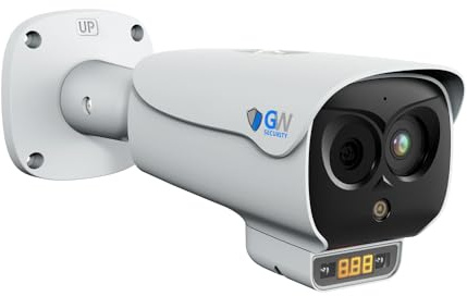 GW Security - Telecamera di sicurezza IP PoE con misurazione accurata della temperatura a doppio spettro, 5 MP, audio bidirezionale, con fumatore, fiamma, punto di fuoco, rilevamento intelligente di