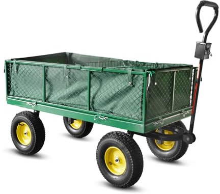 Gartenwagen aus Stahl mit abnehmbarer Plane, 138 x 62 x 68 cm