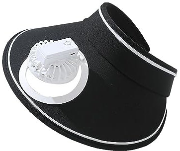 BGKKTLW Childrens Sun Visor Hat with Mini Fan Cute Sunscreen Empty Top Hat Summer Cooling Large Brim Beach Hats for Boys and Girls Black