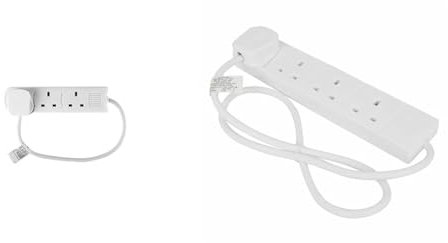 STATUS Multi Plug Extension | 3 Socket Extension Cable | 0.5m Extension Lead | 3WS0.5M20 White & Multi Plug Extension | 4 Socket Extension Cable | 1m Extension Lead | 4WS1M20