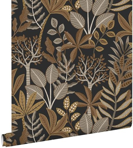 Esta Home Tapete Blätter Schwarz, Braun und Beige 50 x 900 cm