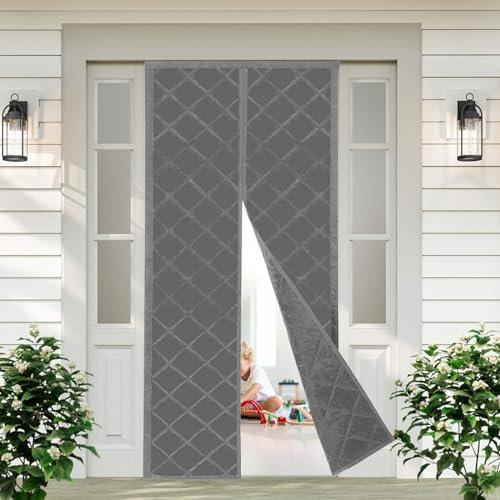 Rideau de porte thermique - Protection contre le froid - 85 x 208 cm - Magnétique - Isolation thermique - Pour balcon, chambre à coucher, cuisine, chambre climatisée, porte d'entrée principale