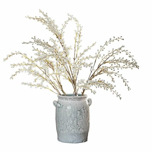 Loberon Deko-Zweige 3er Set Palmyra, weiß/braun | handgefertigt, naturgetreue Weidenkätzchen-Optik, Kunstblume, Dekoration, Kunststoff, Eisendraht
