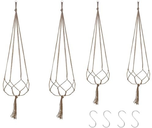 TZMFHD Macrame Plant Hanger, 4 Pcs Indoor Plant Pots, Durable Hanging Plant Pot for Decorating Rooms
