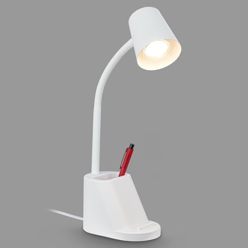 BRILONER - Schreibtischlampe mit Stiftehalter, Kabelschalter, schwenkbar, Tischlampe, Lampe, Nachttischlampe, Tischleuchte, Home Office, Bürolampe, 21x10x35,5 cm (LxBxH), Schwarz