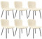 FRUOGO Esszimmerstühle 6er, Bouclé Teddy Sessel, ideal für Schminkzimmer, tägliche Treffen, Wohnzimmerstühle, Metallbeine, Beige