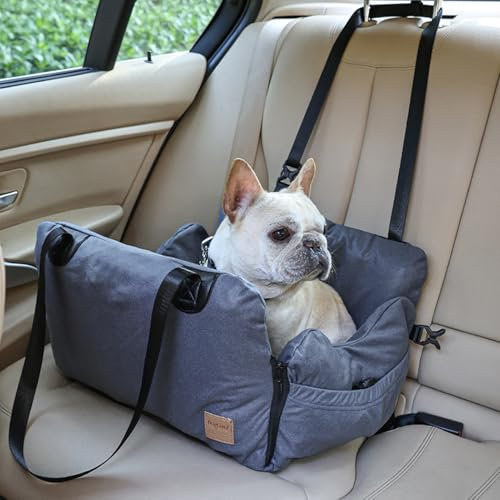 Hunde Autositz Stabiler Leicht Hundesitz: Airbag Auto Hundehütte Hundeautositz Tragbar Abnehmbar Hundeautobett für Kleine Hunde Haustiere Automatte (Gray, 49 * 42 * 30cm)