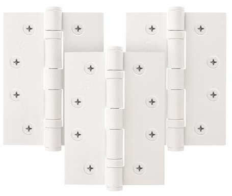 EAI White Door Hinges | 4 Inch / 102mm White Internal Fire Door Hinges | 1.5 Pairs