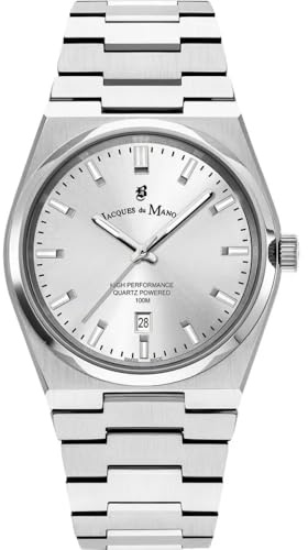 Jacques Du Manoir Horizon Gents Herren Armbanduhr, Edelstahl, 41mm, Edelstahlarmband, Silber, 10 bar, Zifferblatt: Silber, Datumsanzeige, JWG03501