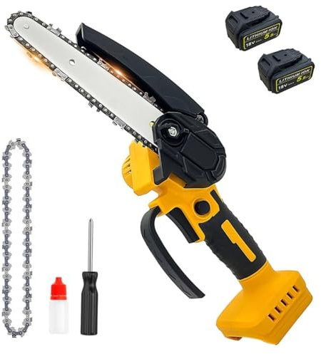 Cordless Chainsaw, Compatible with DeWalt 18 Max Battery, 6- inch Electric Chainsaw, Wood Saw/Tree Saw with Security Lockfor Wood Cutting Garden/Branch Pruning(2x5500mAh)