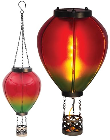 GardenKraft 10919 Heißluftballon Laterne Solarbetriebene Außenleuchte Effiziente LEDs Langlebige Konstruktion Flammeneffekt Warmweiße Lichtfarbe