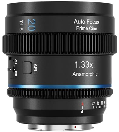 SIRUI 20mm T1.8 1,33X Objectif Anamorphique AF, APS-C/S35, Idéal Portrait, vlogging, Cinéma, Grand Angle pour Montures X, pour X-E3, X-E4, X-T3, X-T4, X-T5, X-T20, X-T30II, X-S10, X-S20 (Blue Flare)