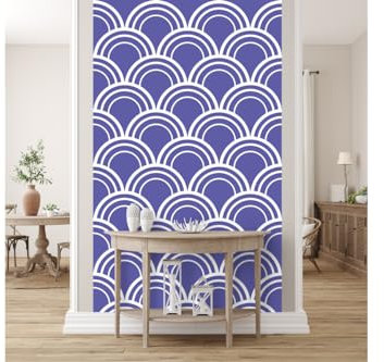 Glücksvilla - Designer-Tapete, selbstklebend (120 x 250 cm BxH) - div. Maße - Vliestapete - moderne Wand-Deko - Muster 07 Oriental Ornament - Farbe 29 Lila - abstrakt geometrisch Bögen