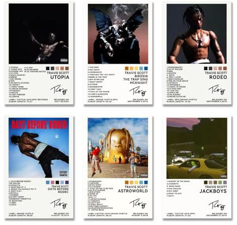 FDSFE Travis Poster, Musikalbum-Cover, Leinwandposter, 6er-Set, für Wohnzimmer, Schlafzimmer, Dekoration, Fans, Bilder, Geschenk, ungerahmt, 30 x 45 cm