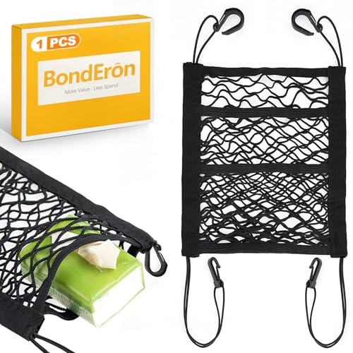 BondEron 3-stufiger Haustier Trennnetz & Aufbewahrungstasche, Trennnetz Auto Hund, für Auto Kofferraum & Rücksitz Organizer
