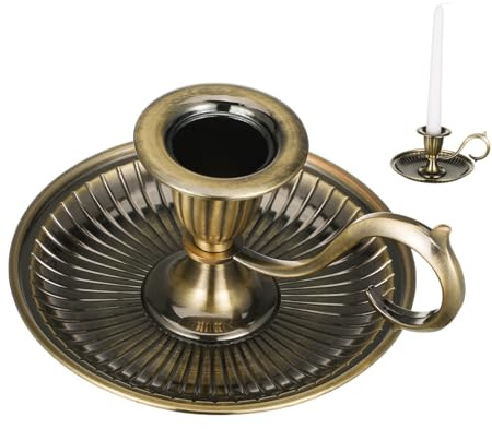 Vintage Kerzenständer mit Griff Halloween Geschenkideen für Hochzeit | Zinklegierung, Flacher Sockel, Große Geschwungene Griffkurve, Feine Verarbeitung, Langer Lebensdauer