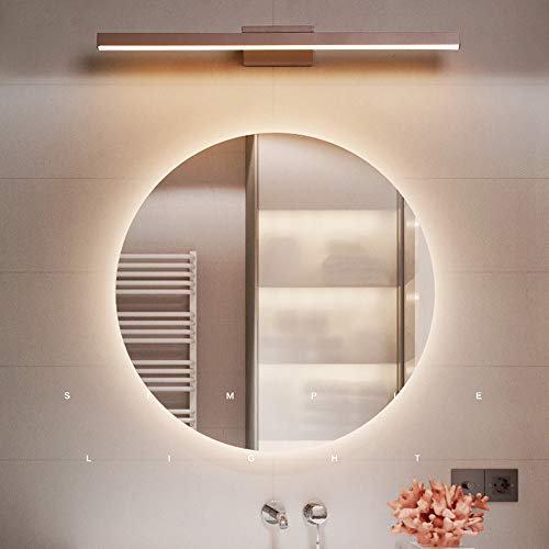 Lampada a LED per specchio da bagno, 60 cm, rettangolare, in acrilico, dimmerabile, con interruttore, decorazione creativa per WC, impermeabile IP44, perfetta per illuminazione di toilette e toilette