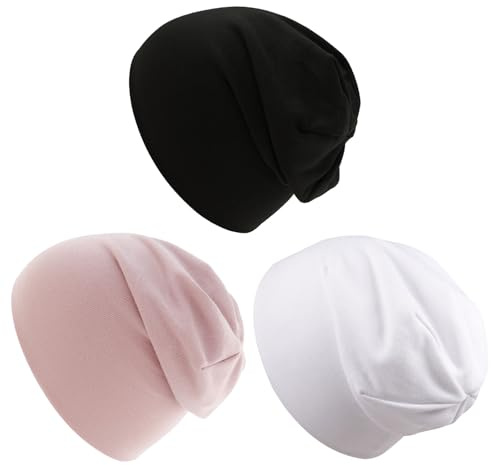 Mayoii 3er-Pack Beanie Jungen – Dünne Mütze Kinder, Doppellagige (DE/NL/SE/PL, Alphanumerisch, Einheitsgröße, Schwarz*1/Rosa*1/Weiß*1)
