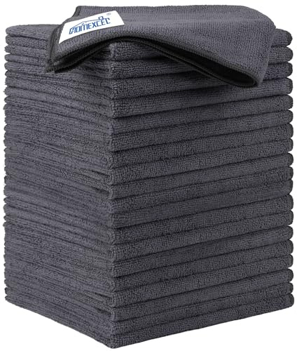 HOMEXCEL 20 Pack Grey Microfibre Car Cloths Rag Towels, 29x29 cm | Ultra Absorbent Car Wash Cloths Towels Lint Streaks Free for Car Washing, Kitchen, Glass Windows, and General Home Use