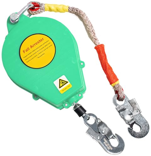 VFDZ Dispositivo Anticaida Retractil Homologado 3-20m 150kg(Verde,5m) | Dispositivo Anticaida Retractil Homologado Tejados, Arnes de Seguridad Trabajo en Altura y Tejado con Gancho Giratorio