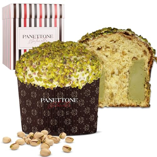Panettone Antonella Pistacho 1100 gramos | Panetone Artesano de Masa Madre relleno de Crema de Pistachos y Turrón de Jijona | Sin Conservantes Ni Colorantes | Dulce Navideño | Receta Tradicional