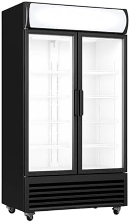 Générique Armadio per bevande - 568 L - 2 ante vetrate - interno bianco - raffreddamento positivo +1°C/+10°C - LED - 8 ripiani regolabili - Dimensioni LPH: 880 x 610 x 1973 mm