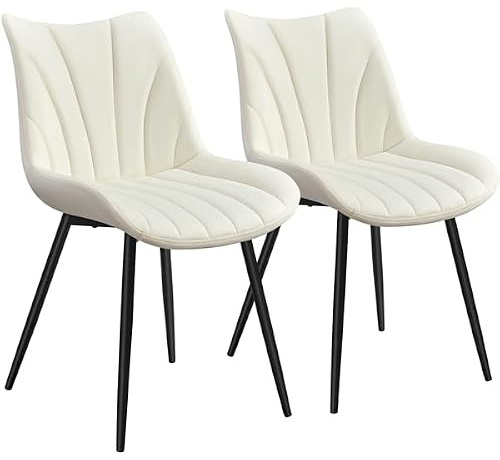 Yaheetech Esszimmerstühle 2er Set,Polsterstühle Esszimmer mit Rückenlehne,für Wohnzimmer Küche Esszimmer,Sitzfläche aus Samt,mit Metallbeinen,bis 150 kg belastbar,Dunkelgrau (2, Beige)