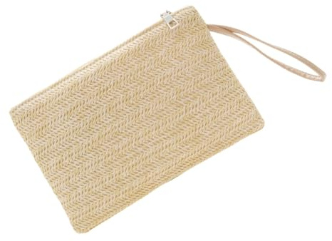 Petit Portefeuille Tressé en Bois, Pochette Multifonction Femme Voyage | Rangement Cartes et Monnaie, Format Compact Portable, Teinte Kaki, Style Raffiné Distinctif