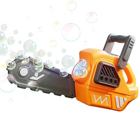 Soffiatore di bolle - Giocattoli che imitano motosega per interni ed esterni, macchina per bolle all'aperto con luce e musica, per compleanno, giardino, a partire da 3 anni, scuola, ,