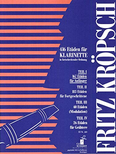 C.F. Schmidt Musikverlag Friedrich Kroepsch-416 Etüden für Klarinette Teil 1-Clarinet