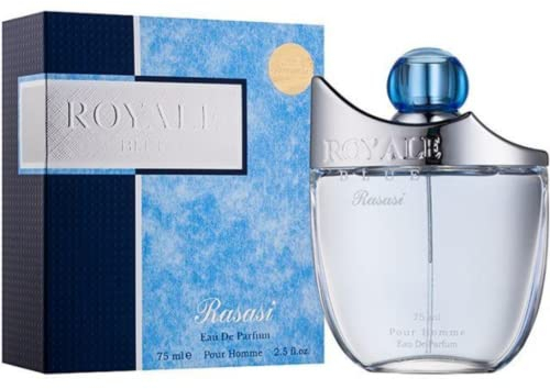 Royale Blue Eau de Parfum für Herren, 75 ml, attraktives Pour Homme Spray, sanfte Mischung aus Gurke, Melone mit starken maskulinen holzigen Noten, Signature Dubai Perfumery