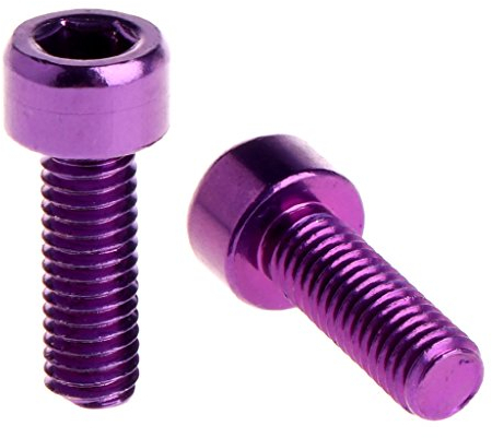 Ranuw 1 Pair Bike Water Bottle Cage Bolts M5 Aluminium Alloy Hex Socket Tapping Screws (Purple)