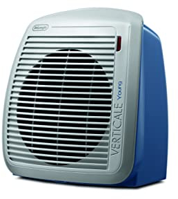 De'Longhi HVY1020 Termoventilatore Verticale Young, Silenzioso e Leggero, Protezione Antigoccia, Maniglia, Dispositivo di Sicurezza, Luce, Protezione Antigelo, Piccole Dimensioni, 2000watt, Grigio/Blu