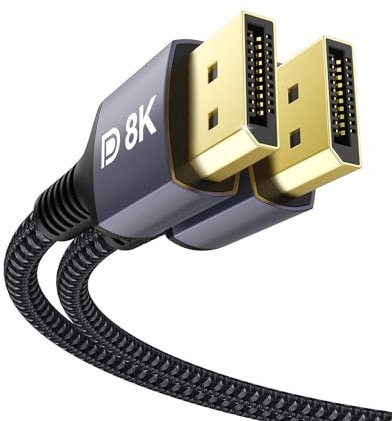Stouchi DisplayPort Kabel 1.4 240Hz 2M/6.6FT DP1.4 Unterstützung 8K@60Hz 4K@60Hz/ 144Hz/120Hz 5K@60Hz/120Hz 2K@165Hz/240Hz FreeSync G-Sync 32,4 Gbit/s HDR10 Display Port kabel für Gaming Monitor