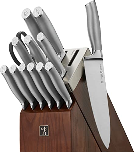 Henckels International Self Sharpening Modernist knife block 14pc, Metallic, Gray; Silver