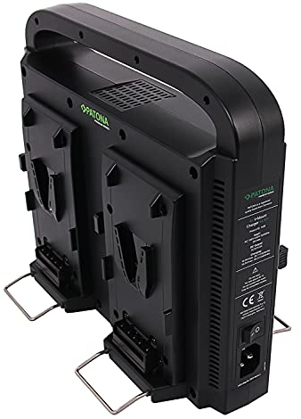 PATONA Caricabatterie Quattro Slot compatible con Sony BP-95W BP-GL65 BP-190WS, JVC GY-HM850E batterie vmount, funzionamento in parallelo, cavo XLR a 4 Pin, per LED, camcorder e monitor