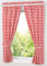 Yaland Blickdichter Vorhänge mit Karo-Muster Landhaus Gardinen Wohnzimmer Gardinenschals mit Raffhalter (BxH 80x100cm, rot) 2 Stück