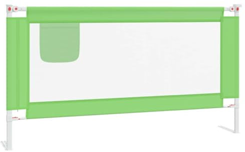 vidaXL Barandilla de Seguridad Cama de Niño Protección Cuna Bebé Guardería Dormitorio Habitación Protector Riel Barrera Verde Tela 160x25 cm