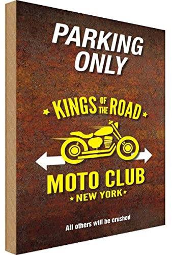 vianmo Plaque murale en bois 20 x 30 cm Parking Only Moto Club New York