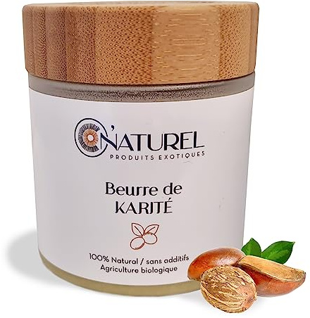 Beurre de Karité BIO O' NATUREL 250ml | Non Raffiné et Éthique, Soin Hydratant et Protecteur pour Peau et Cheveux, Riche en Vitamine A, E & D
