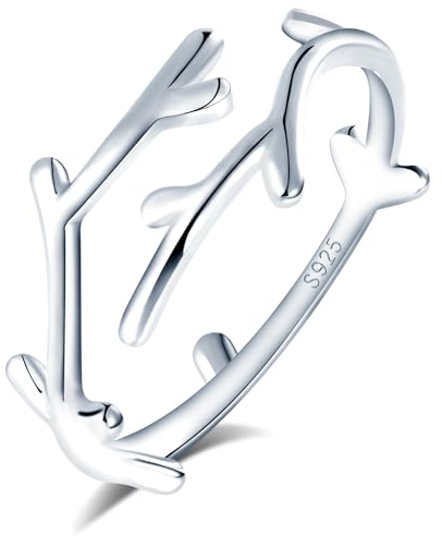 VIKILEE Damen Ringe Sterling Silber S925 Ringe Baum Zweige Einzigartige Form Einstellbare Größe Für Freundin Verlobte VerlobungsRinge