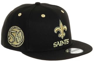 New Era New Orleans Saints NFL Team Colour 50 Seasons Sidepatch Black 9Fifty Snapback Cap - One-Size