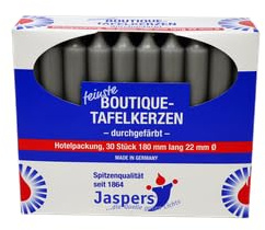 Boutique-Tafelkerzen tauben-grau 30er Pack durchgefärbt