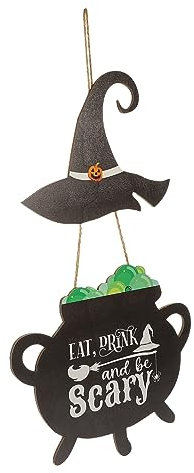 TOPPERFUN Halloween-holzschilder Halloween-hexen- Schild Zum Aufhängen An Der Tür Halloween-türdekoration Halloween Hängende Requisiten Halloween-zeichen Hölzerne Plakette Haustür