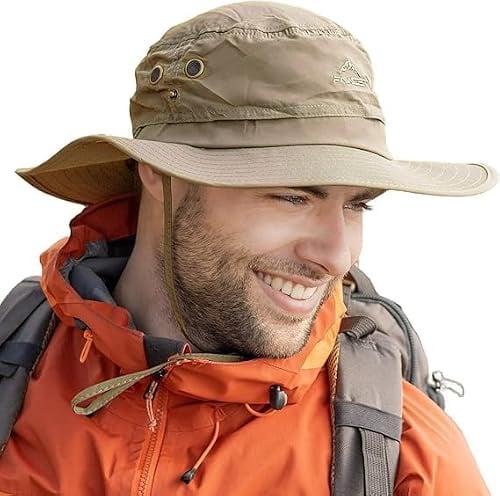 TOP-EX Sonnenhut für Damen und Herren UPF 50 - Breitkrempe, wasserdicht, atmungsaktiv und verstellbar für Sommer, Angeln, Wandern, Safari - Leichter und klein verpackbarer Outdoor-Hut