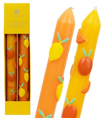 2 candele colorate 3D dipinte a mano, agrumi, limone e arancia, ideali come regalo di compleanno o festa della mamma, senza profumo, 8 ore di combustione, ecologiche, decorazione da tavola estiva
